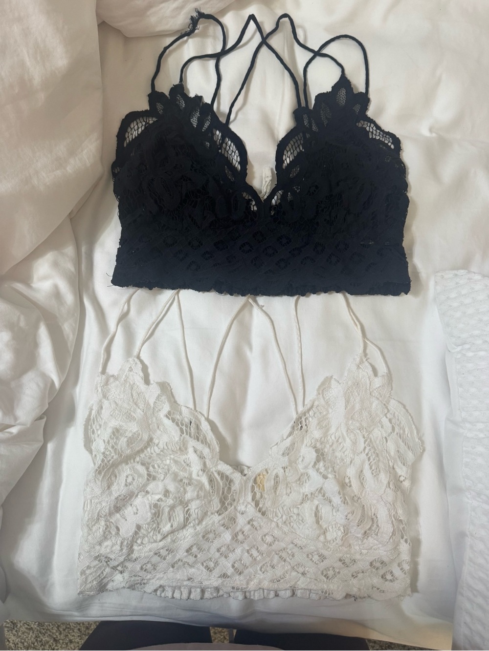 Free People Lace Bralette Duo — Black & White
